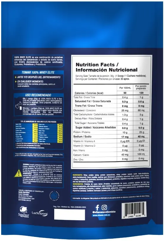 PROTEINA 100% WHEY ELITE VITANAS 2 LB