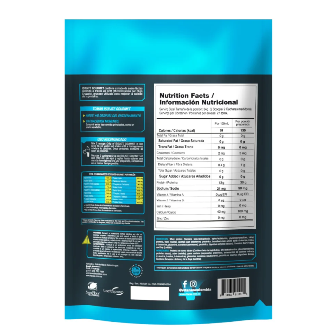 PROTEINA AISLADA - ISOLATE GOURMET 2 LB